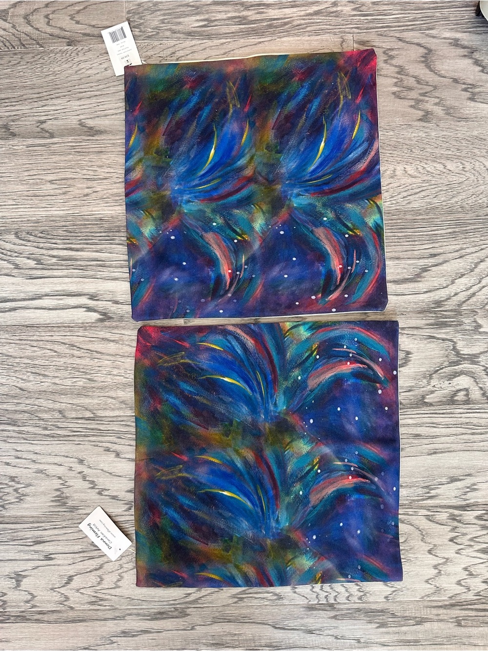 Artful Blue Abstract Throw Pillow Covers -